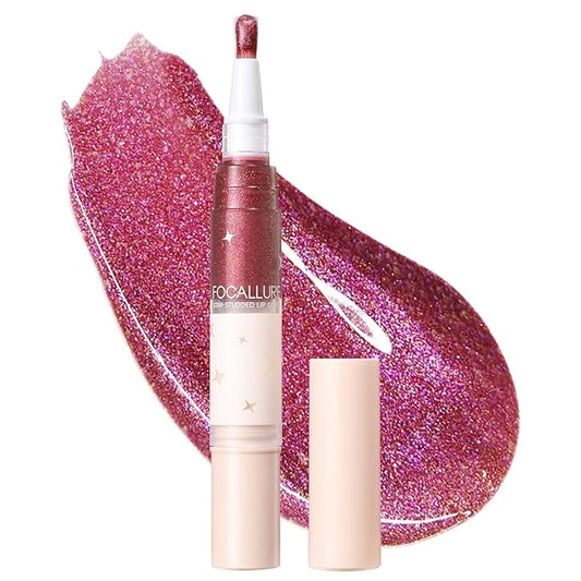 FOCALLURE Glitter Lip Gloss,High Shine Shimmer Lipstick,Long Lasting Plumping Lipgloss,Hydrating,Moisturizing,Non-Sticky and Lightweight Formula for Lip Color,Serendipity Berry