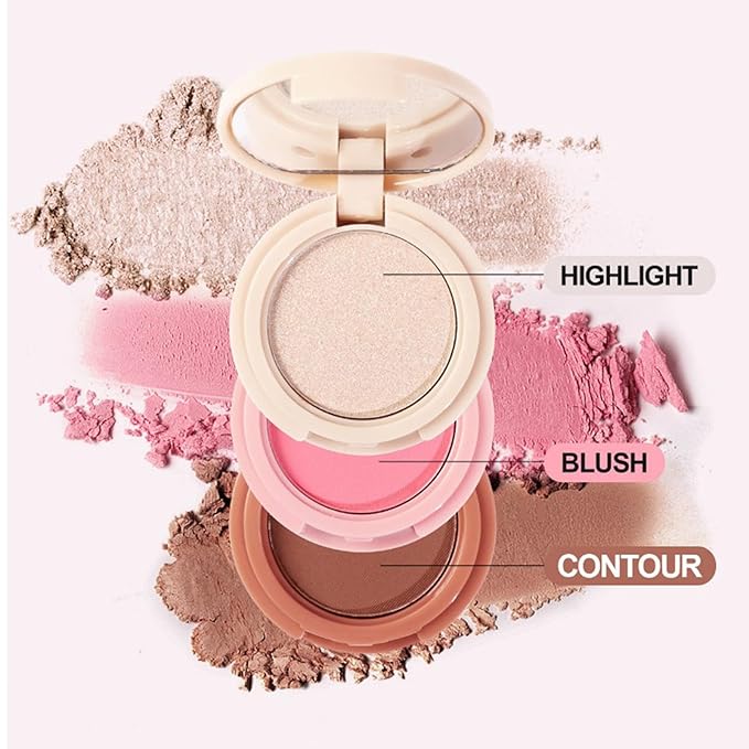 Makeup Eyeshadow Palettes, 3-in-1 Protable Multifunction Blush Highlighter