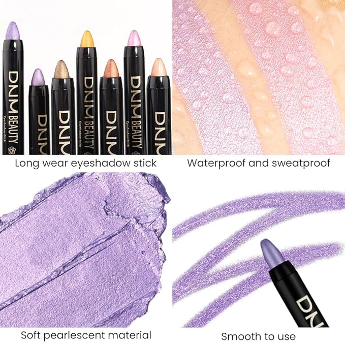 evpct Violet Shimmer Cream Eye Shadow Brightener Sticks Set for Eyes, Violet Shimmery Matte Pencil Eye shadow Applicator Stick Pen Palette Makeup Waterproof sombras en crema para ojos 09#