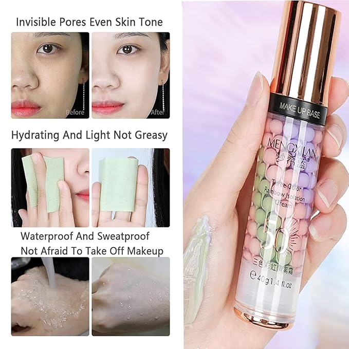 2Pcs Pore Primer,Skin Tone Correcting Facial Serum,One Step Concealer Foundation