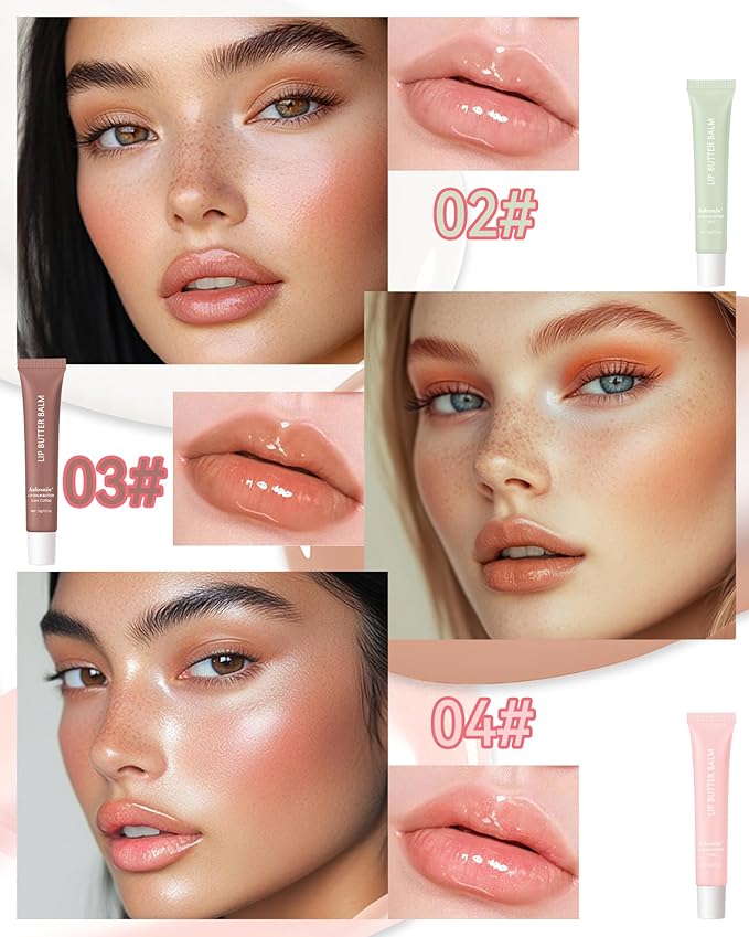 Tinted Lip Butter Balm,3 Colors Hydrating Lip Balm Lip Gloss Vanilla Sheer Tint Stain Non-Sticky Lip Glow Oil for Instant Moisture,Shine and Soothing Women Dry Cracked Lip Care Lip Sleeping Mask-Set B