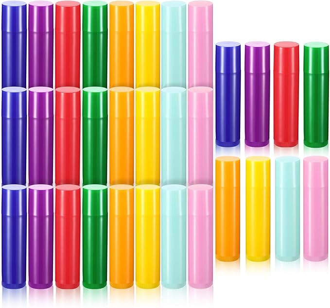 32 Pieces 5ml Empty Lip Gloss Tubes Refillable Lip Gloss Bottles Rotatable Lip Balm Container Tubes Plastic Lipstick Tube DIY Lip Gloss Balm Tube Holder for DIY Lipstick Cosmetic Samples, 8 Colors