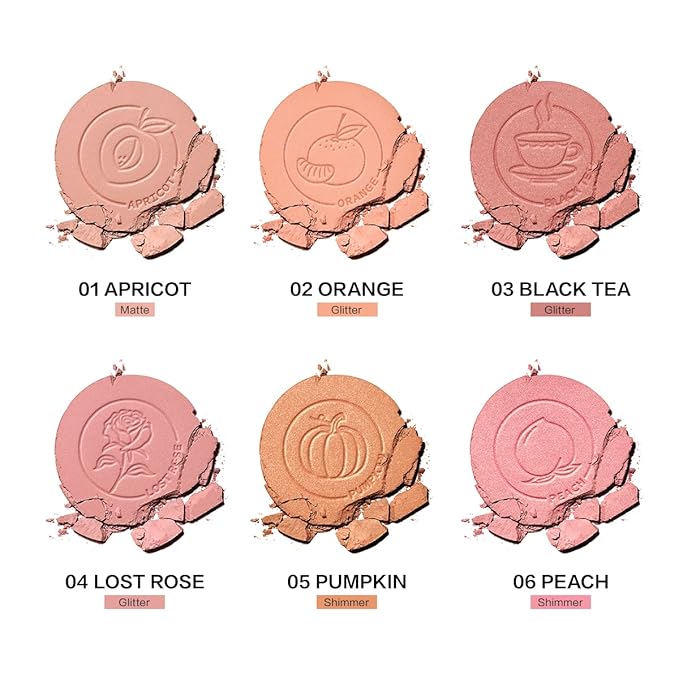 Face Blush, Powder Blush Makeup, Longlasting Highly Pigmented 02 ORANGE