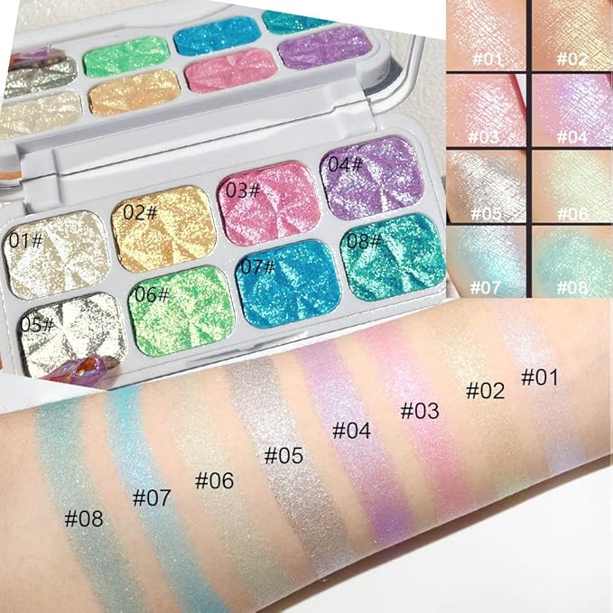 8 Color Face Cheek Highlighter Makeup Palette Shimmer