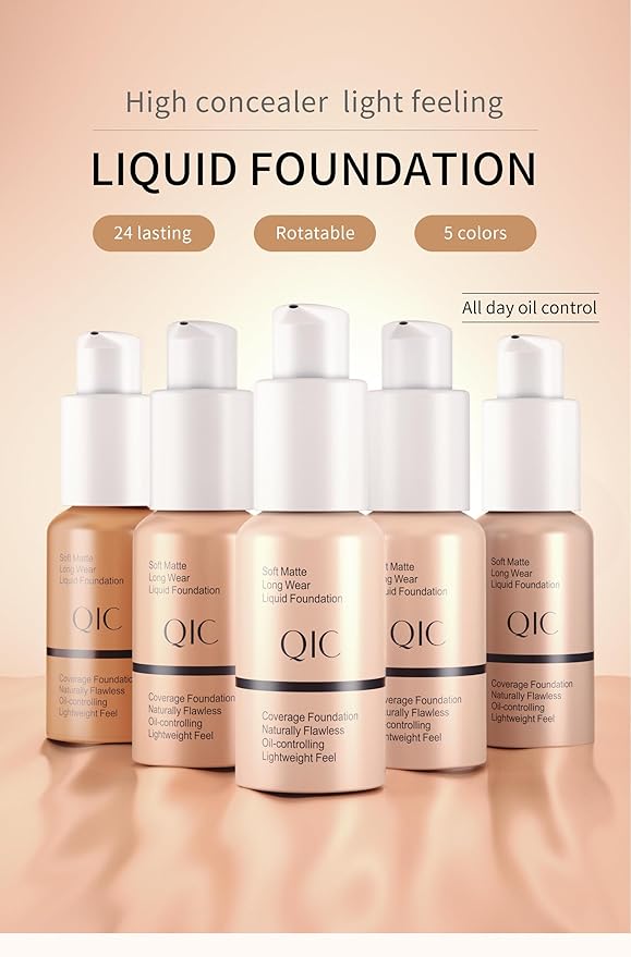 QIC Waterproof Matte Concealer BB Liquid Foundation Cream 102# Nude 30ml