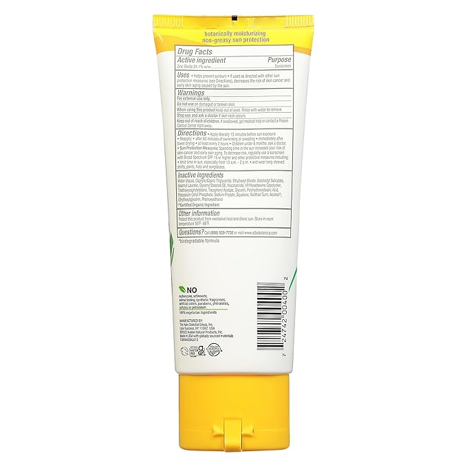 Alba Botanica Sheer Mineral Sunscreen Lotion, Broad Spectrum SPF 50, Fragrance Free, 3 fl oz