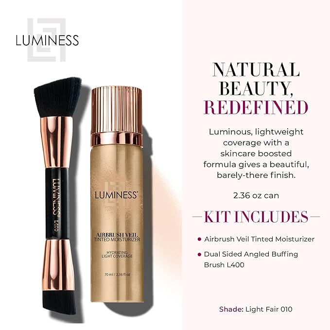LUMINESS Airbrush Veil Tinted Moisturizer with Buffing Brush, & Aloe