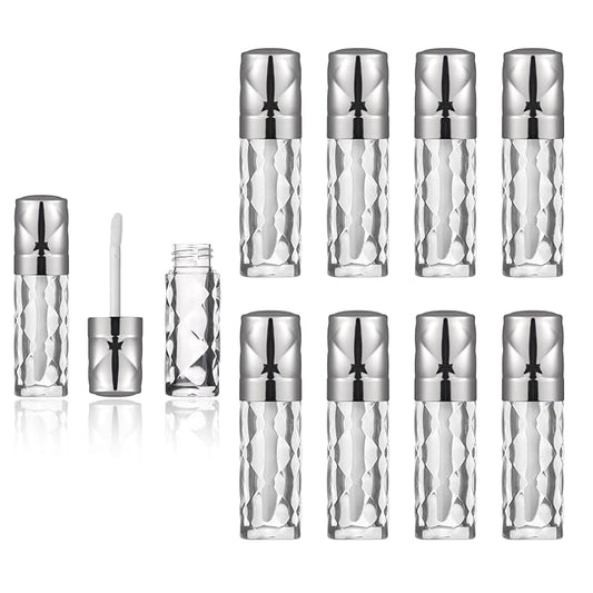 silver Empty lip gloss tubes with wand prismatic Lipgloss tube containers for lip oil packing