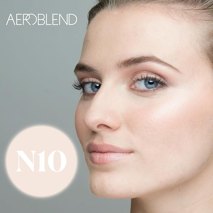 AEROBLEND Airbrush Foundation Makeup (N10) Professional, Water-Based, Buildable, skin types, 1 oz