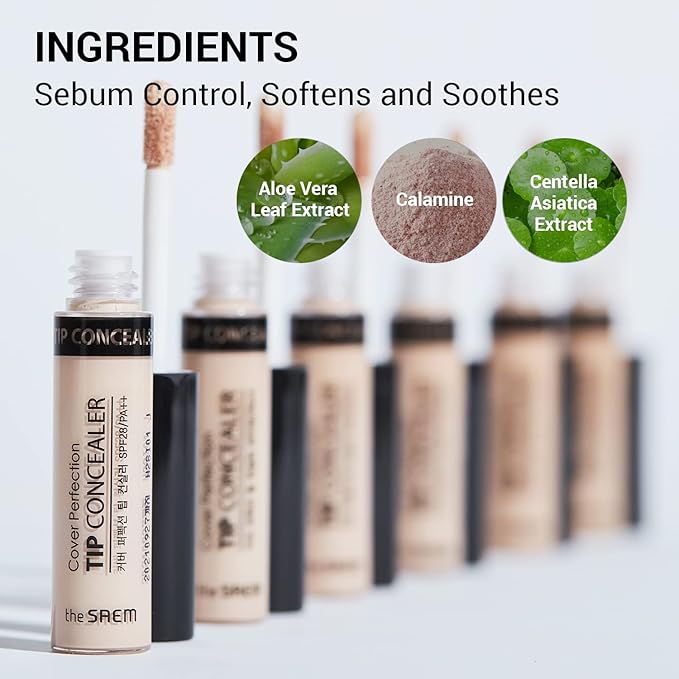 THE SAEM Cover Perfection Tip Concealer, Liquid Multi-Use Middle Beige) 0.2 fl.oz