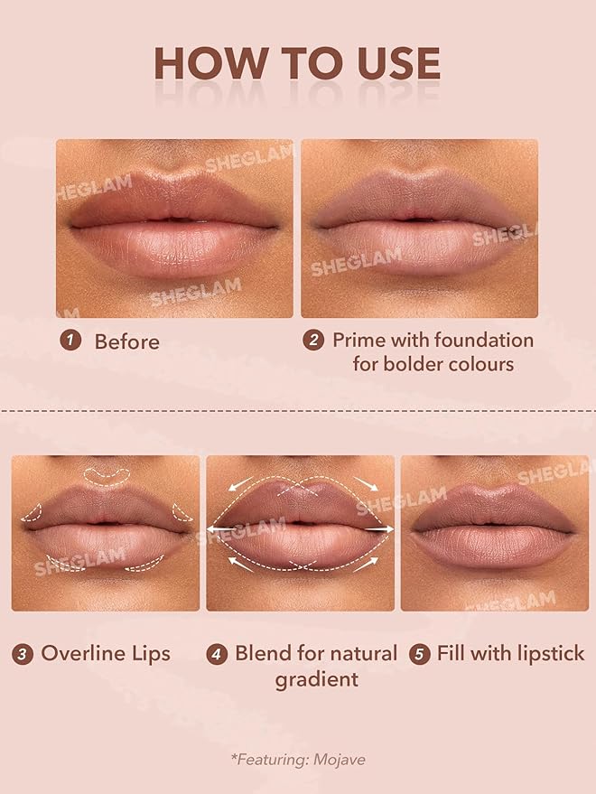 SHEGLAM Lip Liner Creamy Matte Pencil High Pigment Not Easy to Fade Silky Smooth Matte Contour Tint Lip Makeup-City Nights