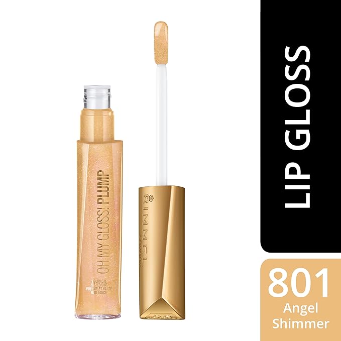 Rimmel Stay Plumped Lip Gloss, 801 Angel Shimmer, Pack of 3