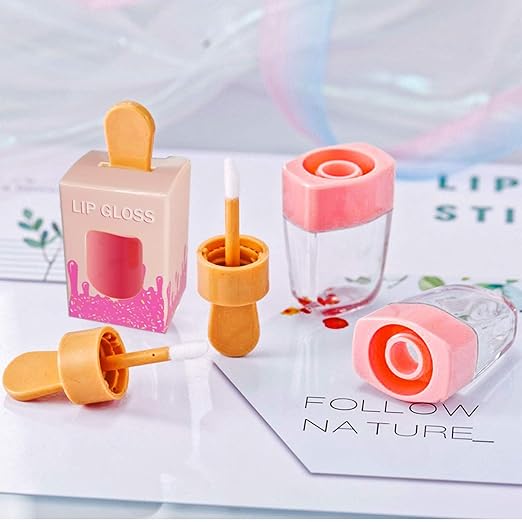 15 Pack Ice-cream Lip Gloss Tube Boxes Packaging, Pink Lip Gloss Boxes for 2.68x1.62 Inch Ice Cream Shaped Empty Lipgloss Tubes, Pink Ice Cream LipGloss Bottle Packaging (Not include tubes)