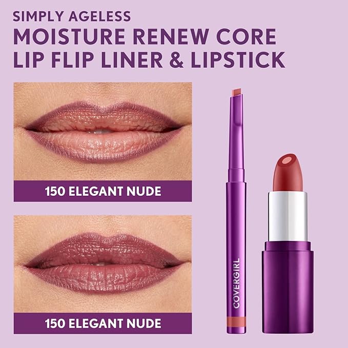 COVERGIRL Simply Ageless Lip Flip Liner, Elegant Nude, Pack of 2