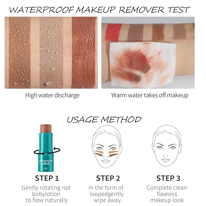 3pcs Face Contour Stick, Highlighter Stick Blush Stick Teen Girls