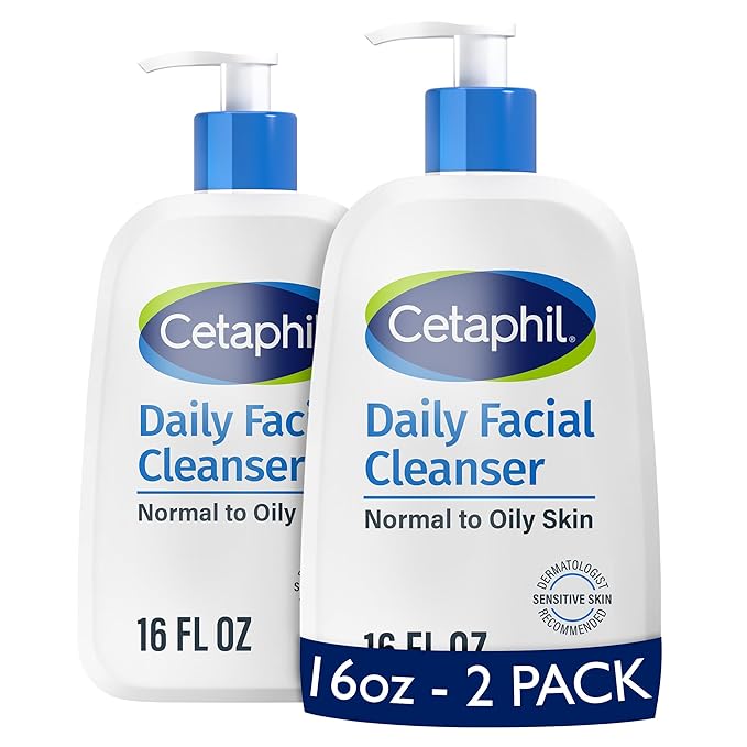 Cetaphil Face Wash, Hydrating Daily Facial Cleanser for Dry to Normal Sensitive Skin, 16 oz, 2 Pack