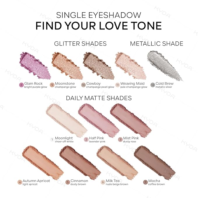 KYDA Single Matte Eyeshadow, Coffee Brown Shade, Ultra-fine Lightweight Powder, Multiuse Blendable Formula, Daily Matte Eyes Makeup, Mocha