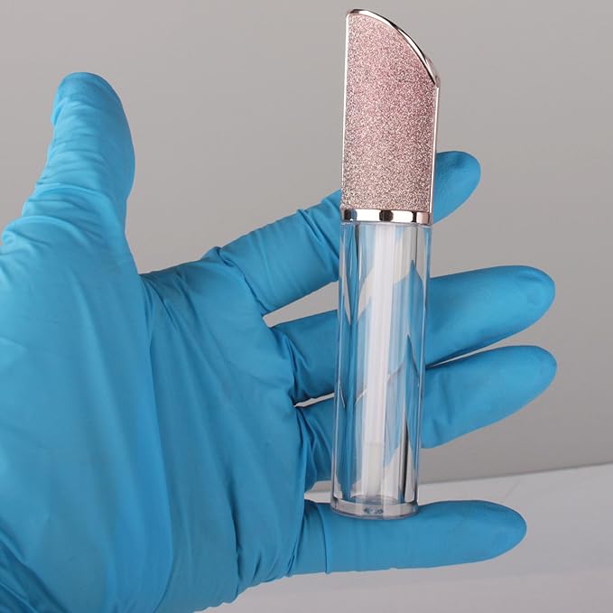 COSIDEA 15pcs Round Empty 5ml 0.17oz lip gloss tubes with wand and Gradient pink leather slope cap Lipgloss tube containers for lip oil packing