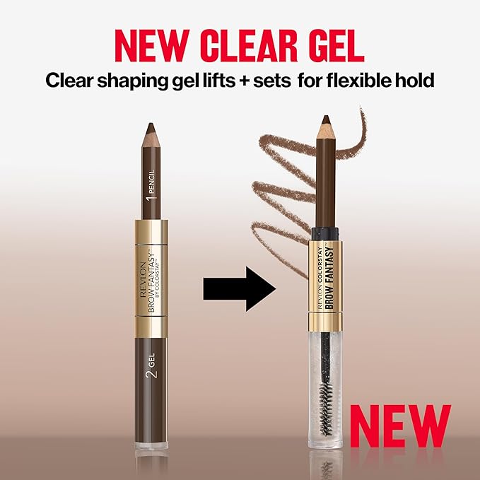 Revlon ColorStay Brow Fantasy, All In One Eyebrow Powder Pencil with Shaping Clear Gel, Gel Infused with Panthenol, Smudge-proof, 16HR Visibly Full Brows, 004 Dark Brown