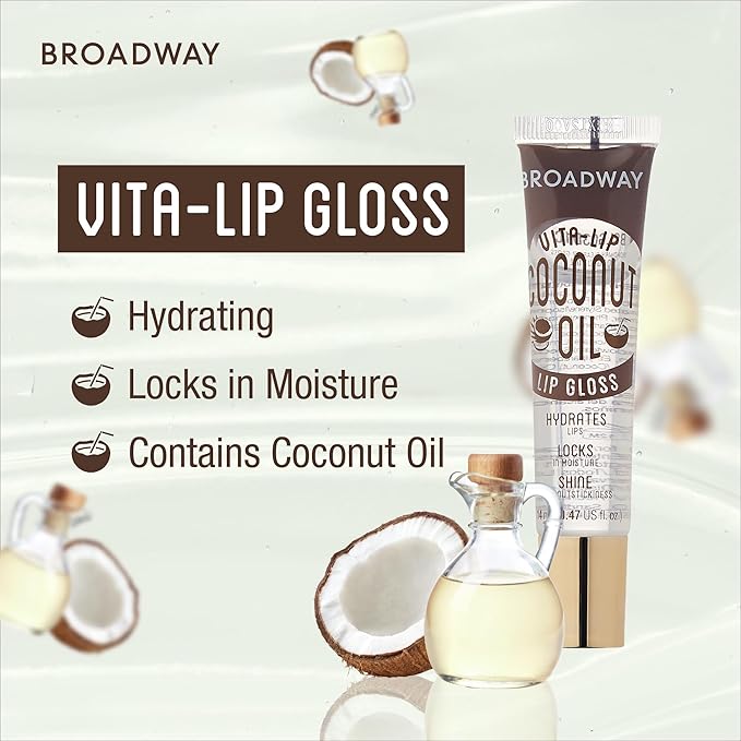 Ruby Kisses Broadway Vita-Lip Clear Lip Gloss (48 Pack), Ultra-Hydrating & Soothing Formula with Vitamins, High-Shine Non-Sticky Finish Lip Balm with Mint, Rosehip, Coconut, Mango, Argan, Honey, Shea