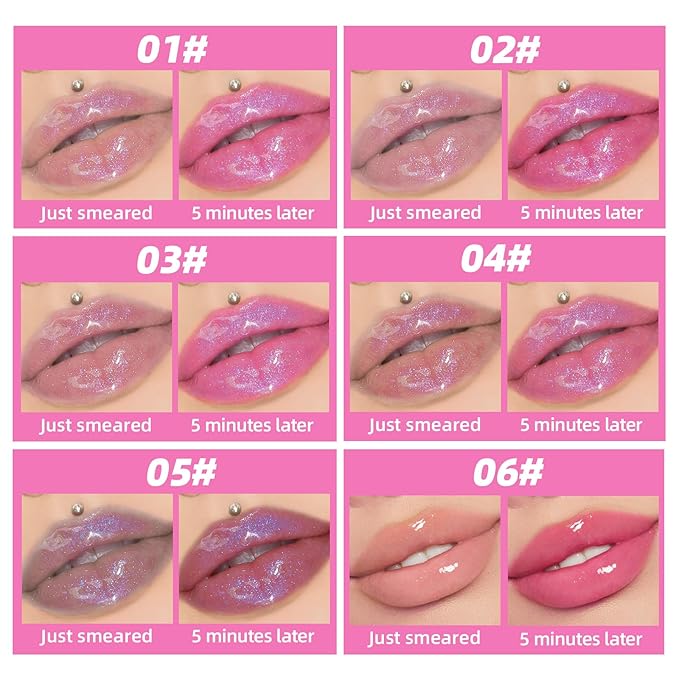 Magic Color Changing Moisturizing Lip Glow Oil Plumping Glimmer Glow Lipstick, Hydrating Lip Gloss Lip Care, Long Lasting Non-sticky Fresh Texture Lip Oil (Color Changing 04)