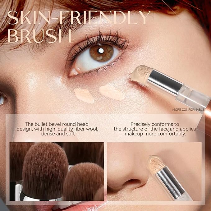 Foundation Makeup,Soft Beige Full Coverage Foundation Makeup（Built-in brush）Vegan Face Makeup(01#)