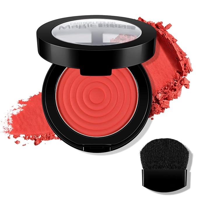 Boobeen Soft Blend Powder Blush for Cheeks, Buildable and Brush