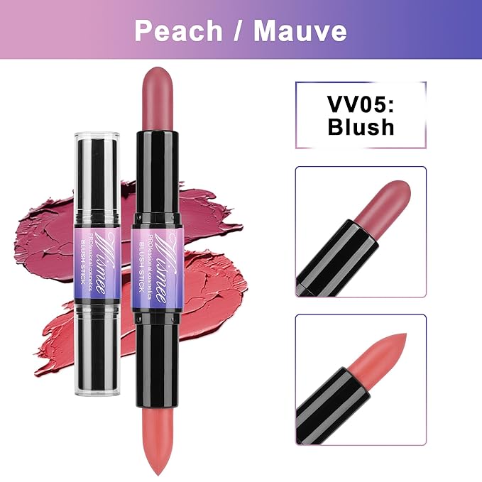 Dual-Ended Cream Blush Stick,Cream Blush Makeup Stick,Buildable Blush