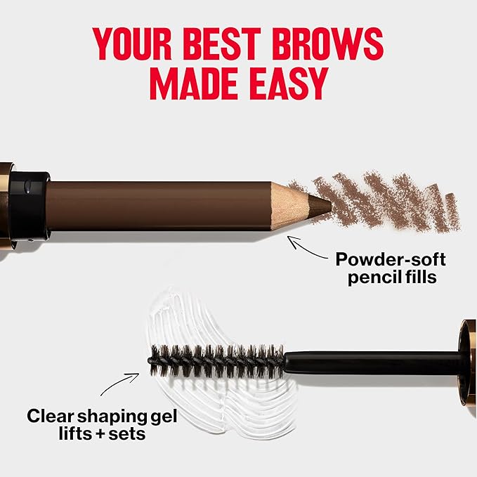 Revlon ColorStay Brow Fantasy, All In One Eyebrow Powder Pencil with Shaping Clear Gel, Gel Infused with Panthenol, Smudge-proof, 16HR Visibly Full Brows, 004 Dark Brown
