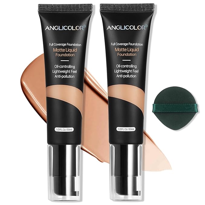 Matte Oil Control Concealer Foundation 2PCS, Flawless Soft 105, ) 60ml