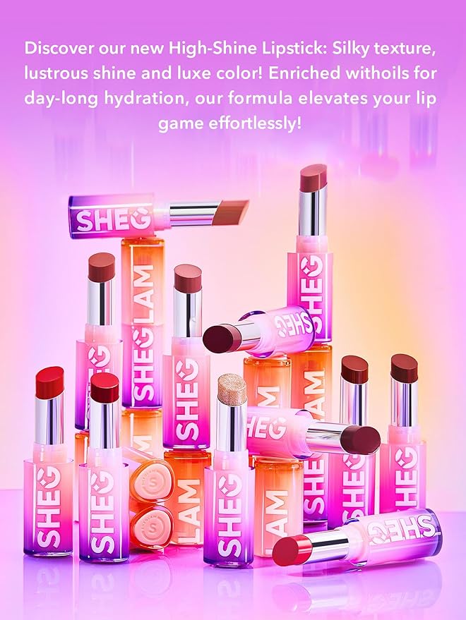 SHEGLAM Mirror Kiss High-Shine Lipstick Silky Jelly Texture Hydrated&Smooth Lip Gloss-Vibe Check