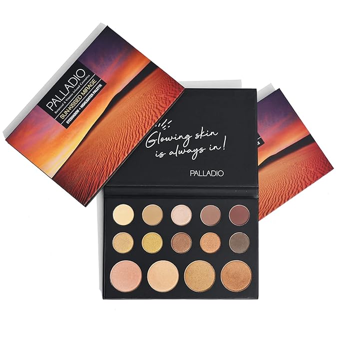 Palladio Sun-Kissed Mirage Eyeshadow Highlighter Palette, Warm Flawless