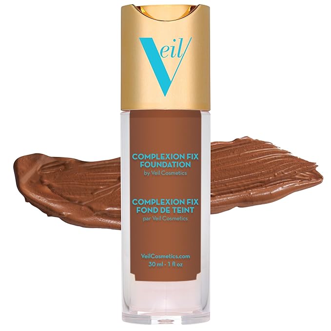 Veil Cosmetics Complexion Fix Liquid Foundation – Buildable Deep Gold) 5G