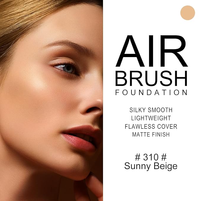 KYDA AirBrush Foundation Spray, Silky Foundation Mist Makeup, Sunny Beige