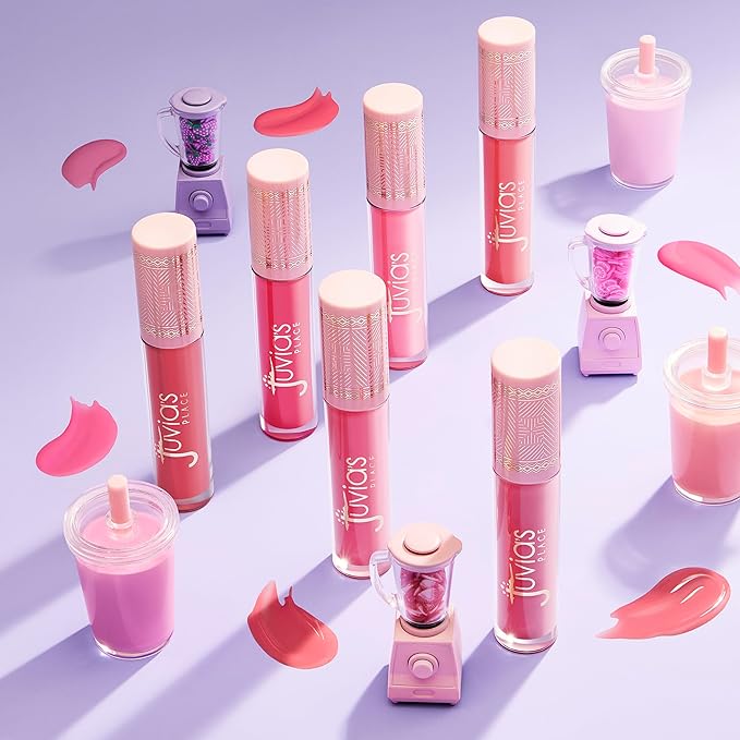 Juvia's Place Smoothie Lip Gloss Tutti Fruitty - Hydrating Cream Lipgloss with Pink & Mauve Tones - Non Sticky Plumping Glosses - High Shine Lipgloss for Women - Lip Plumper w/Cocoa Butter & Chia Oil