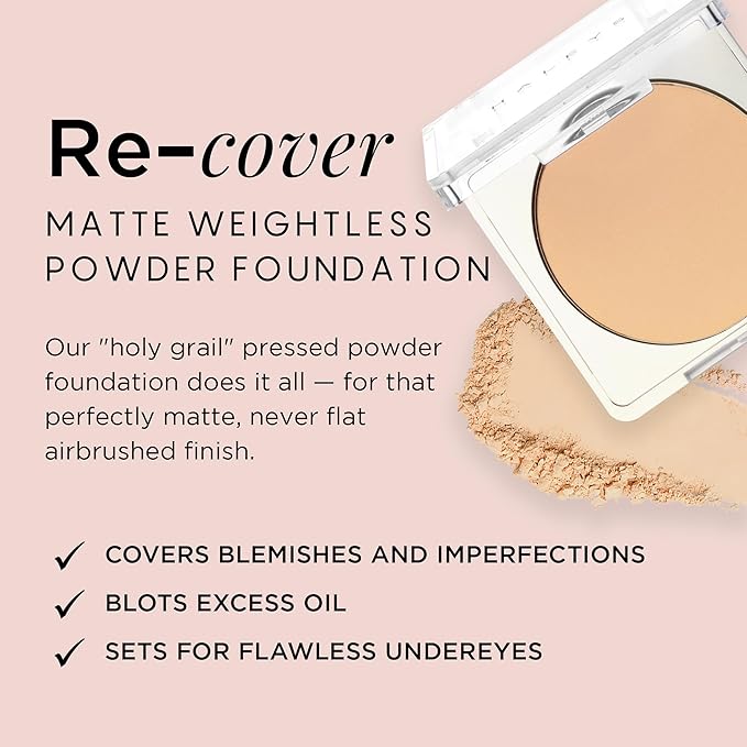 HALEYS Re-cover Matte Weightless Powder Foundation (2.15), Buildable, + CF