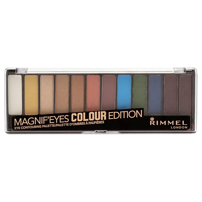 Rimmel London Magnif'Eyes Eyeshadow Palette, 12 Shades, Blendable Formula, Versatile, 004, Colour, 0.5oz