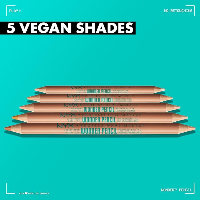 NYX PROFESSIONAL MAKEUP Wonder Pencil, Multi-Use Micro Highlighter & Concealer Stick - Medium Peach (Pack of 2)