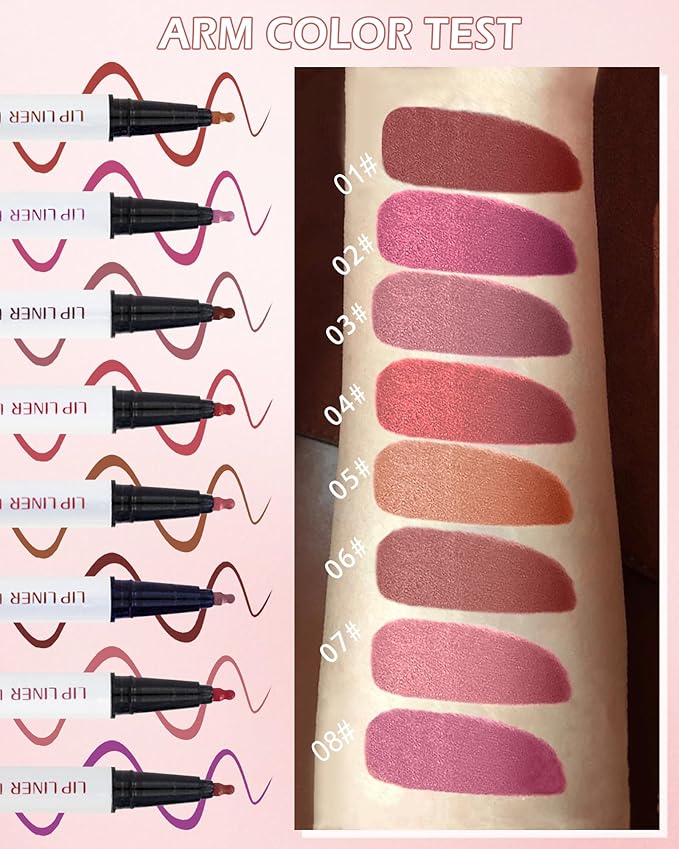 Lip Stain Marker Pen,2 Colors Nude Brown Pink Lip Liner Pencil,Matte Lip Tint Stain Liquid Lipstick,Longlasting Waterproof Precise Chisel Tip Smooth Lipliner,Natural Lip Makeup Gift for Women-05+07