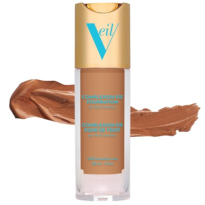 Veil Cosmetics Complexion Fix Liquid Foundation – Buildable Tan Gold) 4G