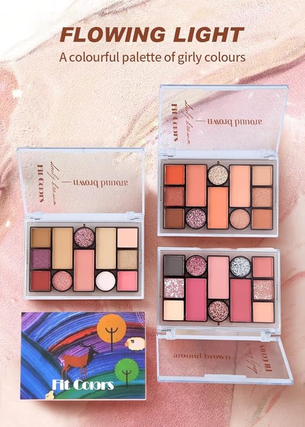 12 Colors Pink Eyeshadow Palette, Mini All in