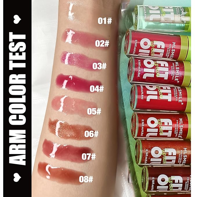 4 Colors Fat Oil Lip Gloss, Lip Oil Lip Glaze Hydrating Lip Glow Oil Big Brush Head Moisturizing Lip Gloss, Shiny Transparent Tinted Plumping Lip Oil Nourishing Non-sticky (A#)
