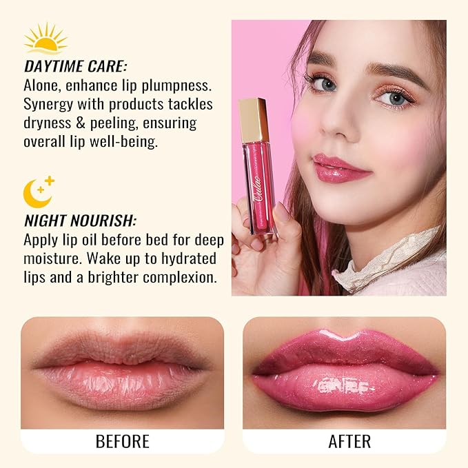 Oulac Shine Nude Liquid Lipstick for Women-Lip Plumper Lip Gloss for Dry Lip Care, Lightweight Soft and Hydrating Lip Tint Stain with Vitamin E & Rose Oil Vegan & Cruelty-Free, S01