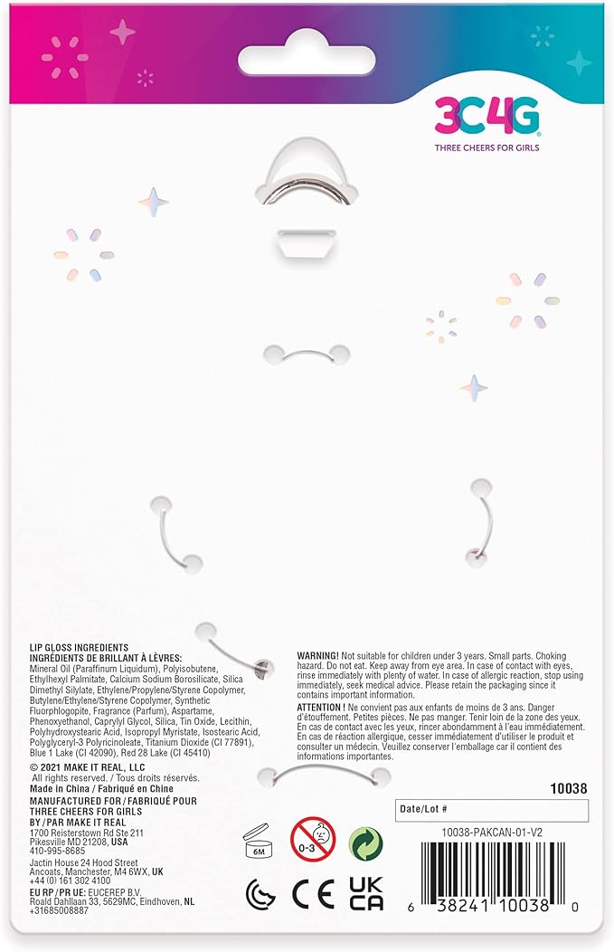 3C4G Celestial Keychain Lip Gloss, Berry Flavor, Lovely Lavender Tint with a Shimmery Finish, for Ages 8 and up by Make It Real