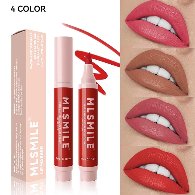 Red Lip Marker Lip Stain Long Lasting Waterproof Lip Liner Pencil, Hydrating, Transfer-proof Highly Pigmented Color Matte Lipstick Precise Liquid Lip Liner, Lightweight Matte Finish (04# RED)