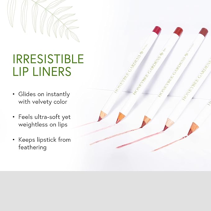 Honeybee Gardens Irresistible Lip Liner In Fantasy, Deep Red Berry Color, Long-Lasting, Gluten-Free, Vegan, 0.04 oz