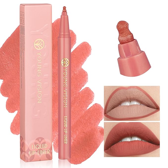 YOUNG VISION Gourd-Shaped Precision Liquid Lipstick & Lipliner - Nude Matte Shades