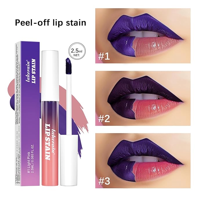 Peel-Off Lip Tint - Tattoo Lip Stain Kit, Long-Lasting Matte Finish, Moisturizing Peel-Off Lip Mask, Waterproof & Smudge-Proof, 24H Color Hold (#1 Light Pink, 1)