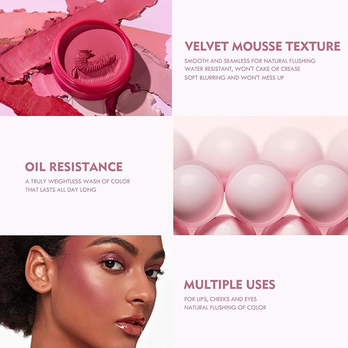 Matte Cream Blush, 9 Colors Lightweight, Long Lasting, Cheeks (09)