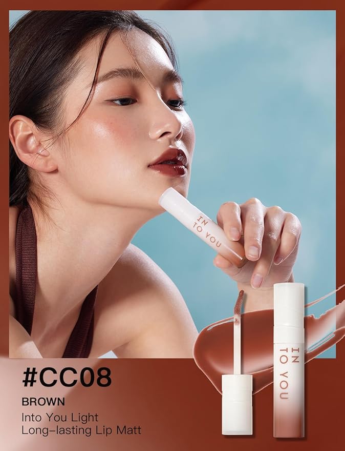 INTO YOU Lip Gloss Coco Liquid Moisturizing Lipstick Long Lasting Lip Stick Lip Stain Makeup Glitter Shine Non-sticky Lipstick for Women (CC08)